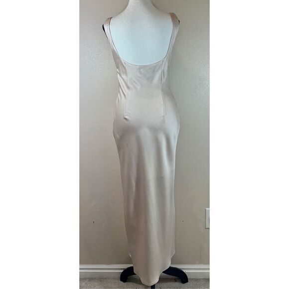 Meshki Off White Side Cut Out Satin Midi Dress Women's XS - Picture 4 of 10